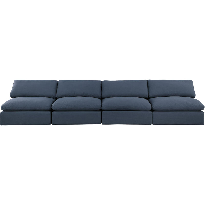 Meridian Comfy Navy Linen Textured Fabric Modular Sofa IMAGE 4