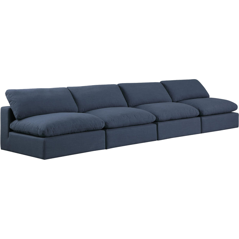 Meridian Comfy Navy Linen Textured Fabric Modular Sofa IMAGE 9