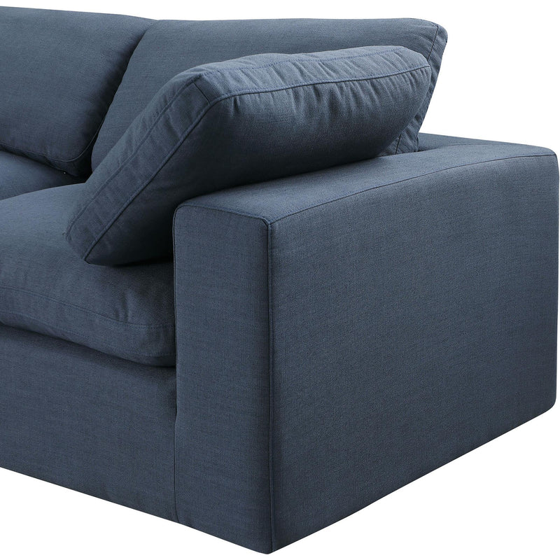 Meridian Comfy Navy Linen Textured Fabric Modular Sofa IMAGE 7