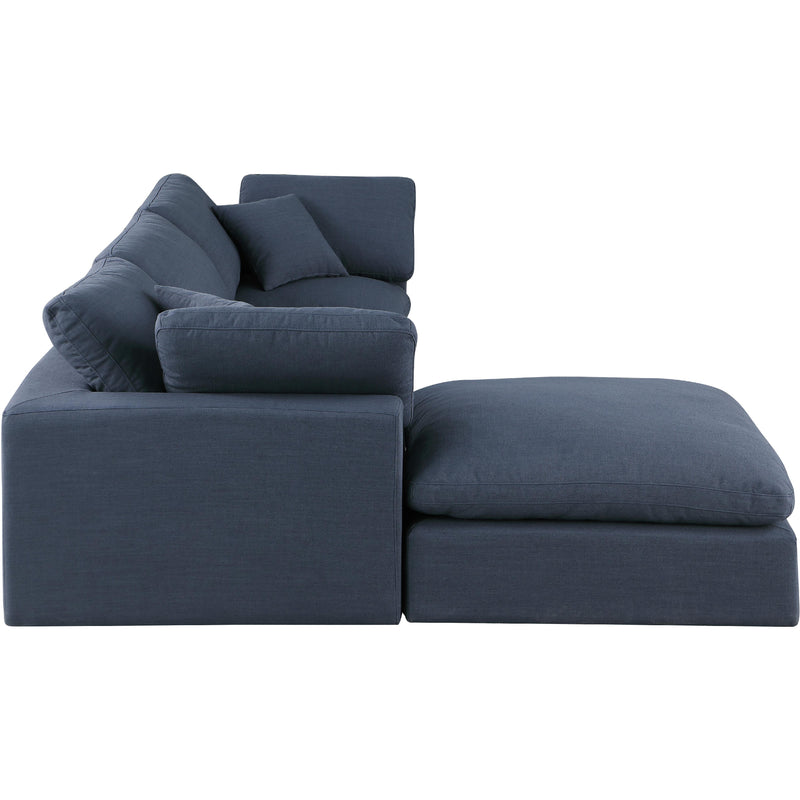 Meridian Comfy Navy Linen Textured Fabric Modular Sectional IMAGE 10