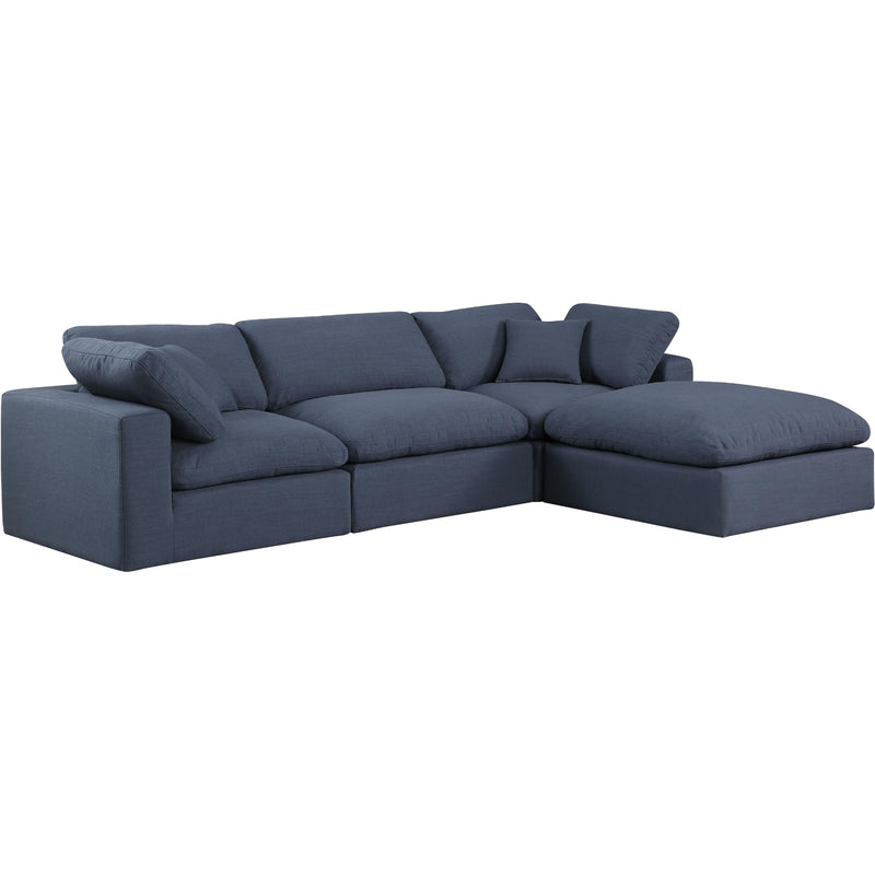 Meridian Comfy Navy Linen Textured Fabric Modular Sectional IMAGE 15