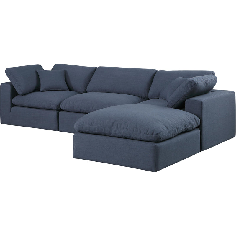 Meridian Comfy Navy Linen Textured Fabric Modular Sectional IMAGE 2