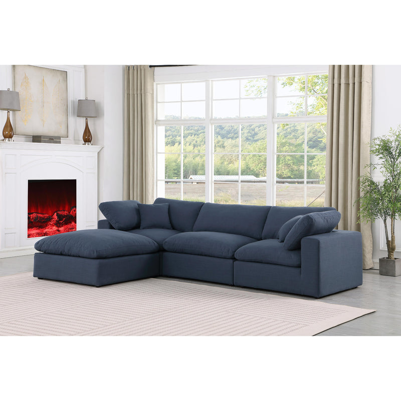 Meridian Comfy Navy Linen Textured Fabric Modular Sectional IMAGE 3