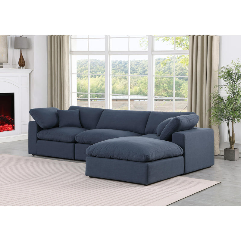 Meridian Comfy Navy Linen Textured Fabric Modular Sectional IMAGE 4