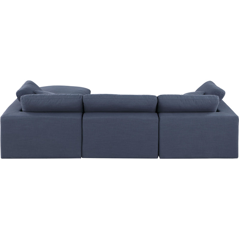 Meridian Comfy Navy Linen Textured Fabric Modular Sectional IMAGE 5