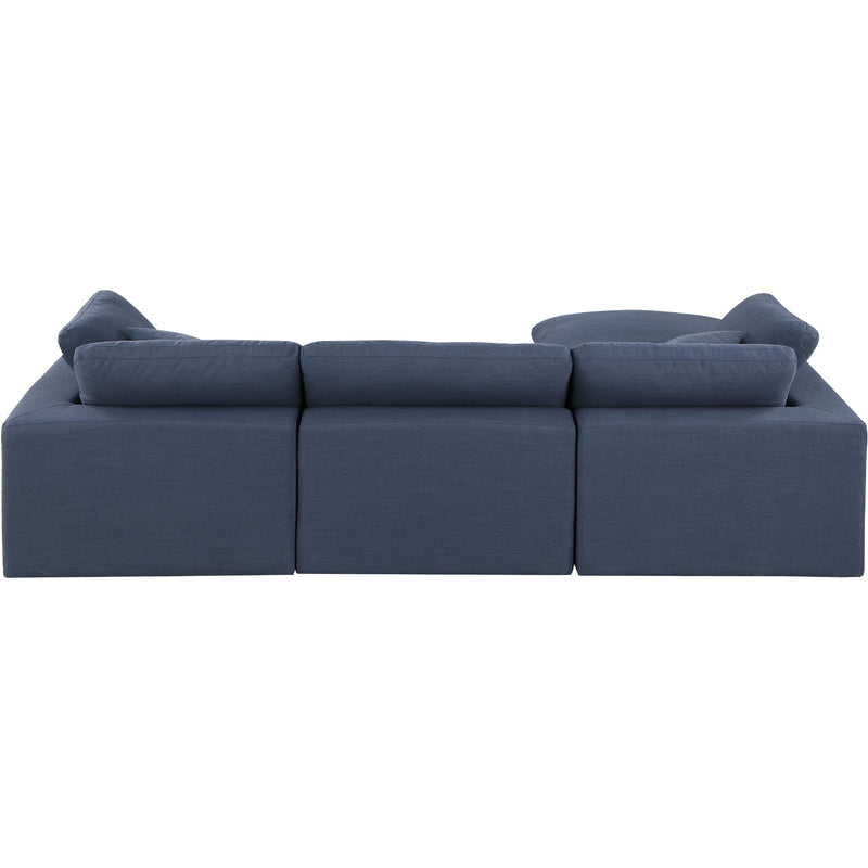 Meridian Comfy Navy Linen Textured Fabric Modular Sectional IMAGE 6