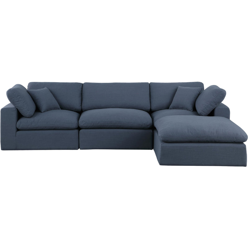 Meridian Comfy Navy Linen Textured Fabric Modular Sectional IMAGE 8