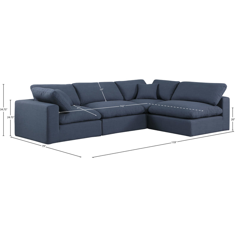 Meridian Comfy Navy Linen Textured Fabric Modular Sectional IMAGE 15
