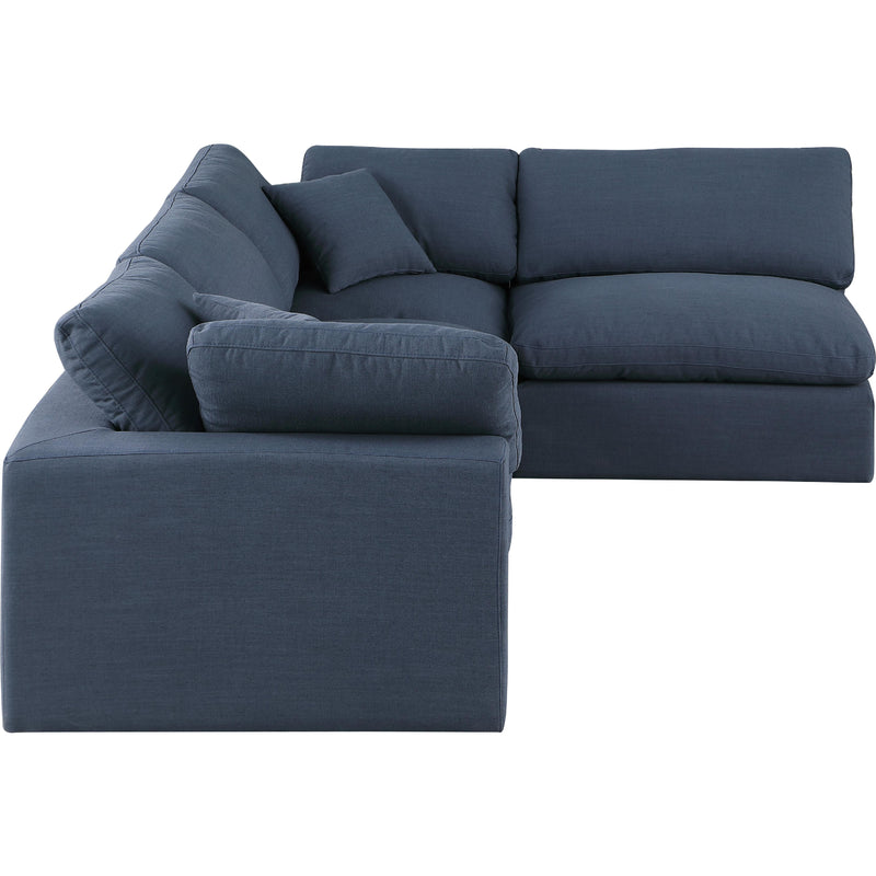 Meridian Comfy Navy Linen Textured Fabric Modular Sectional IMAGE 9