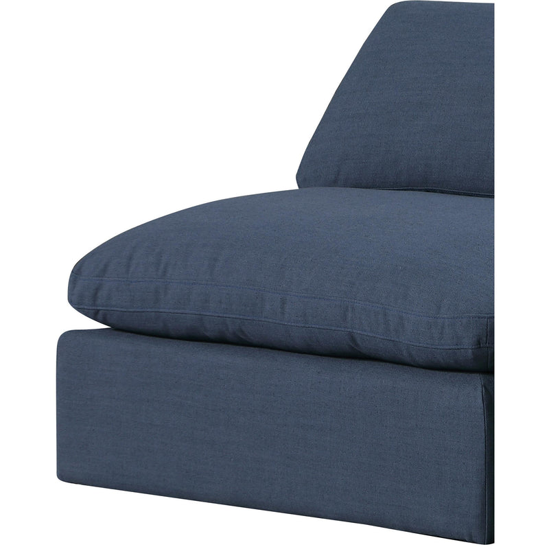 Meridian Comfy Navy Linen Textured Fabric Modular Sectional IMAGE 7