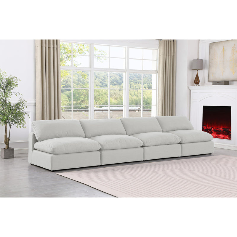 Meridian Comfy White Linen Textured Fabric Modular Sofa IMAGE 2