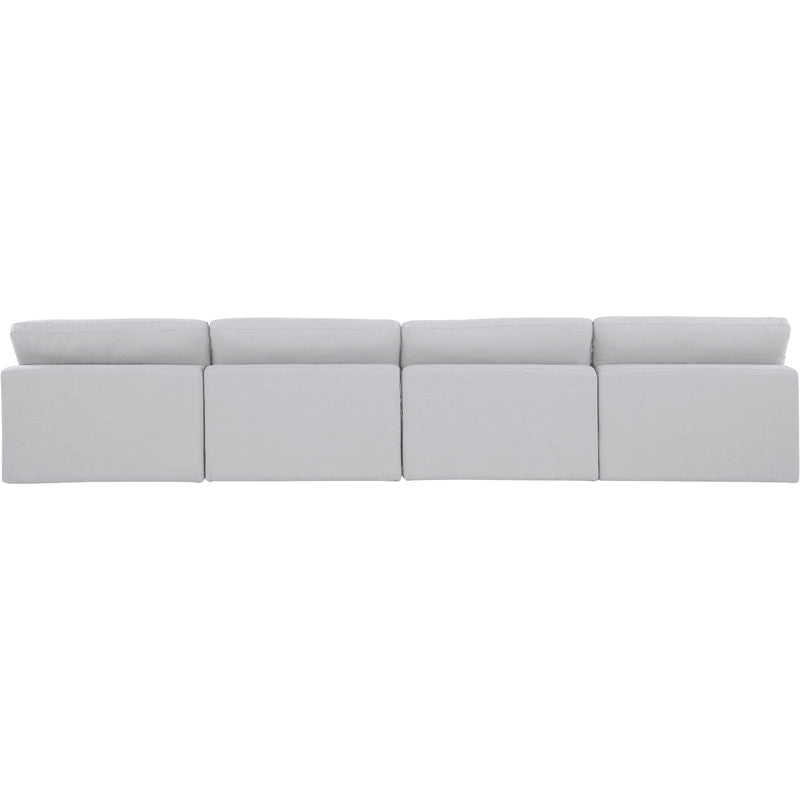 Meridian Comfy White Linen Textured Fabric Modular Sofa IMAGE 3