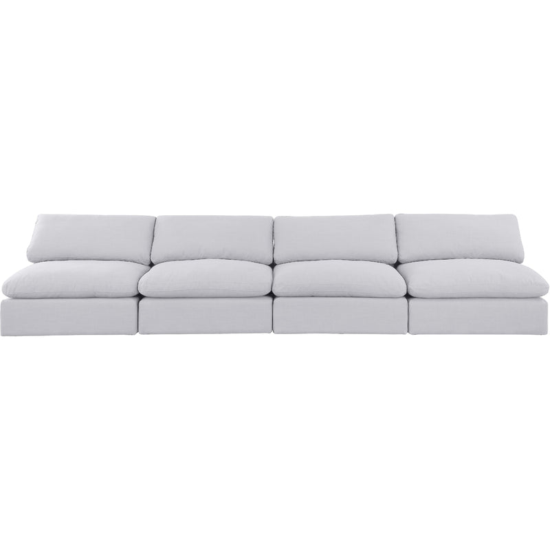 Meridian Comfy White Linen Textured Fabric Modular Sofa IMAGE 4