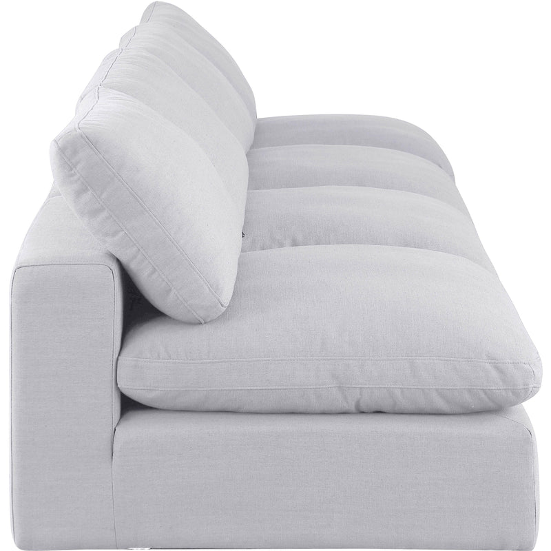 Meridian Comfy White Linen Textured Fabric Modular Sofa IMAGE 5