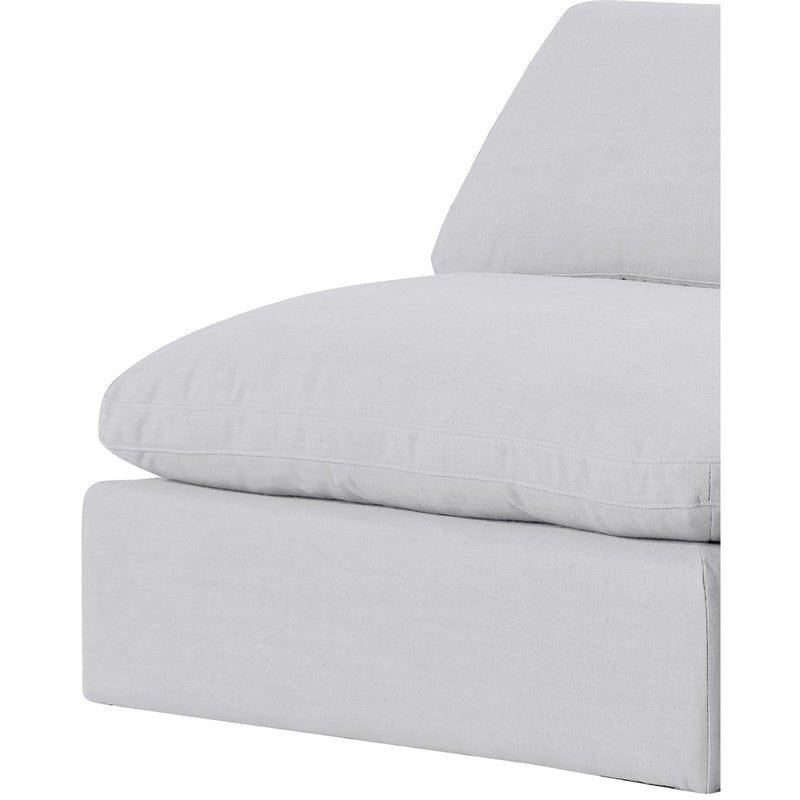 Meridian Comfy White Linen Textured Fabric Modular Sofa IMAGE 7