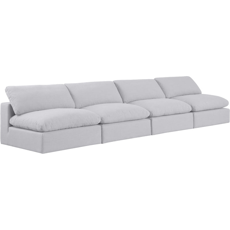 Meridian Comfy White Linen Textured Fabric Modular Sofa IMAGE 9