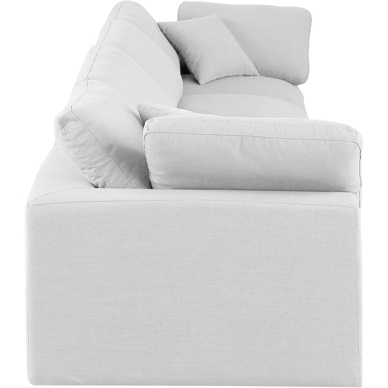 Meridian Comfy White Linen Textured Fabric Modular Sofa IMAGE 5