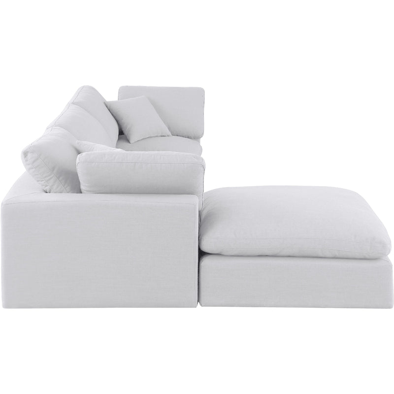 Meridian Comfy White Linen Textured Fabric Modular Sectional IMAGE 10