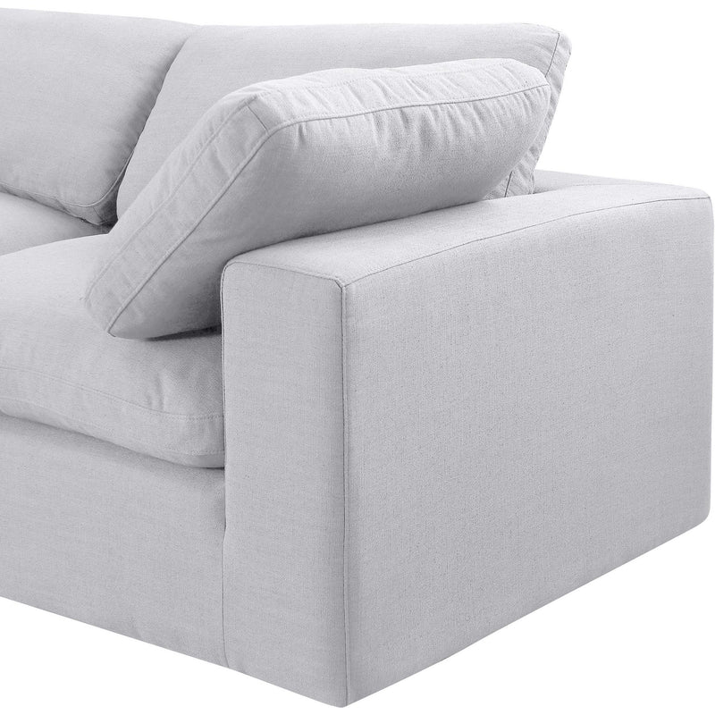 Meridian Comfy White Linen Textured Fabric Modular Sectional IMAGE 12