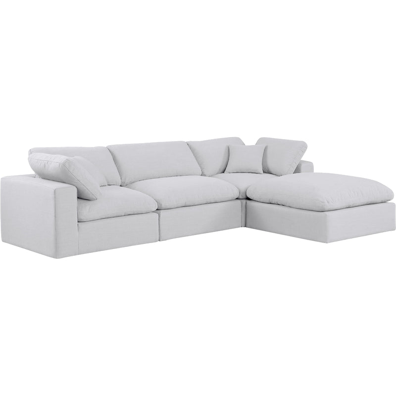 Meridian Comfy White Linen Textured Fabric Modular Sectional IMAGE 15