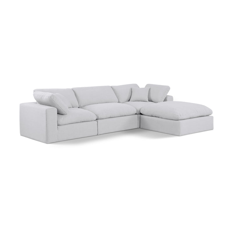 Meridian Comfy White Linen Textured Fabric Modular Sectional IMAGE 1