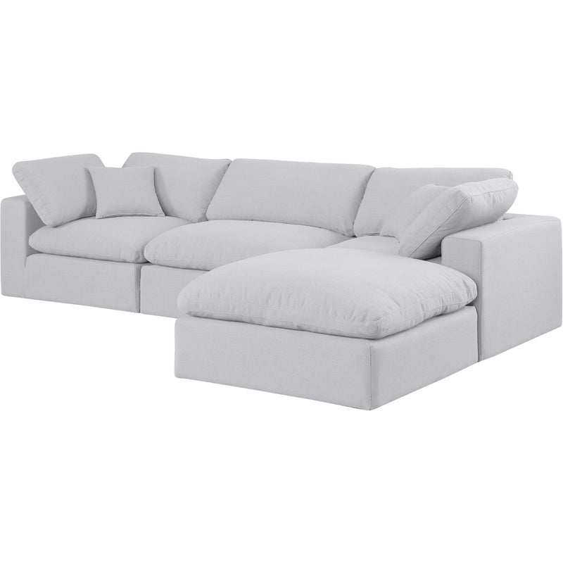 Meridian Comfy White Linen Textured Fabric Modular Sectional IMAGE 2