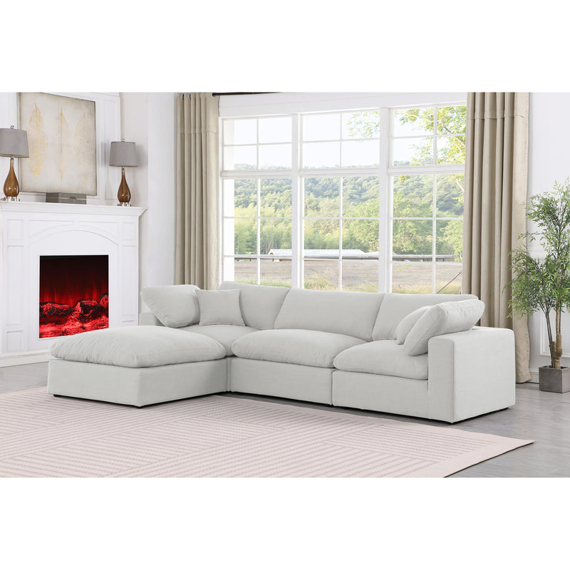 Meridian Comfy White Linen Textured Fabric Modular Sectional IMAGE 3