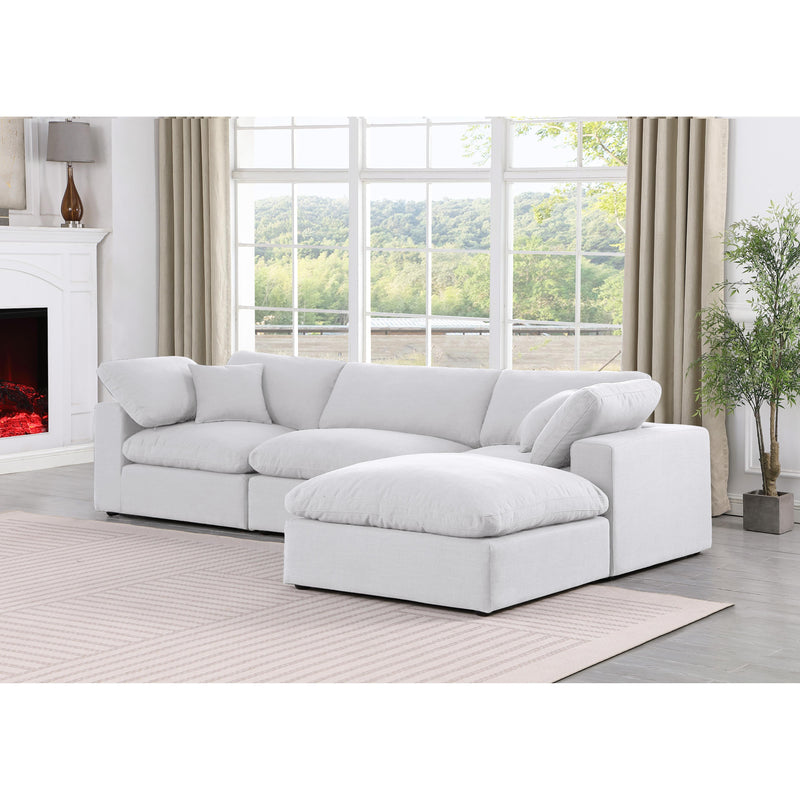 Meridian Comfy White Linen Textured Fabric Modular Sectional IMAGE 4