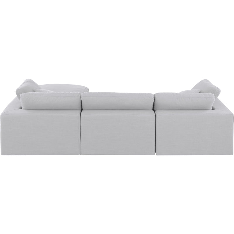 Meridian Comfy White Linen Textured Fabric Modular Sectional IMAGE 5