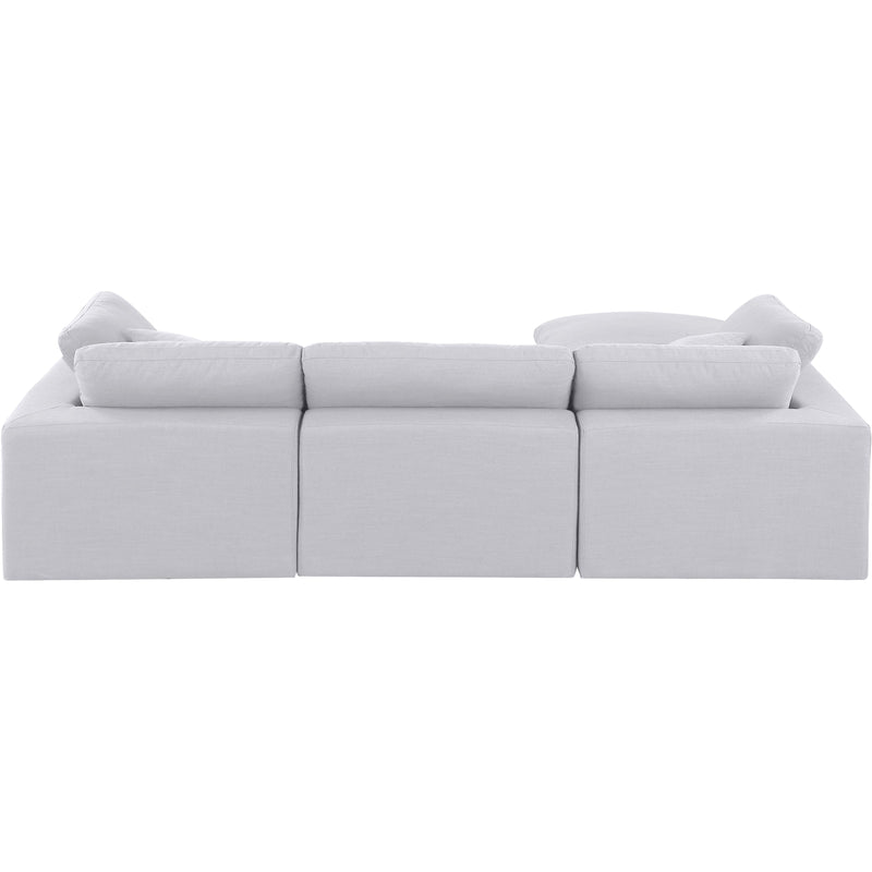 Meridian Comfy White Linen Textured Fabric Modular Sectional IMAGE 6