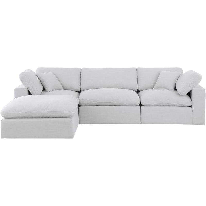 Meridian Comfy White Linen Textured Fabric Modular Sectional IMAGE 7