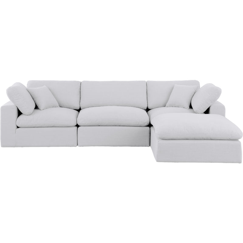 Meridian Comfy White Linen Textured Fabric Modular Sectional IMAGE 8