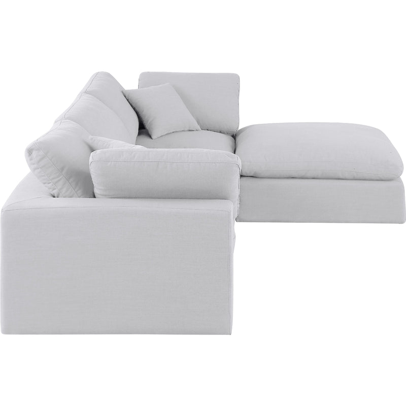 Meridian Comfy White Linen Textured Fabric Modular Sectional IMAGE 9