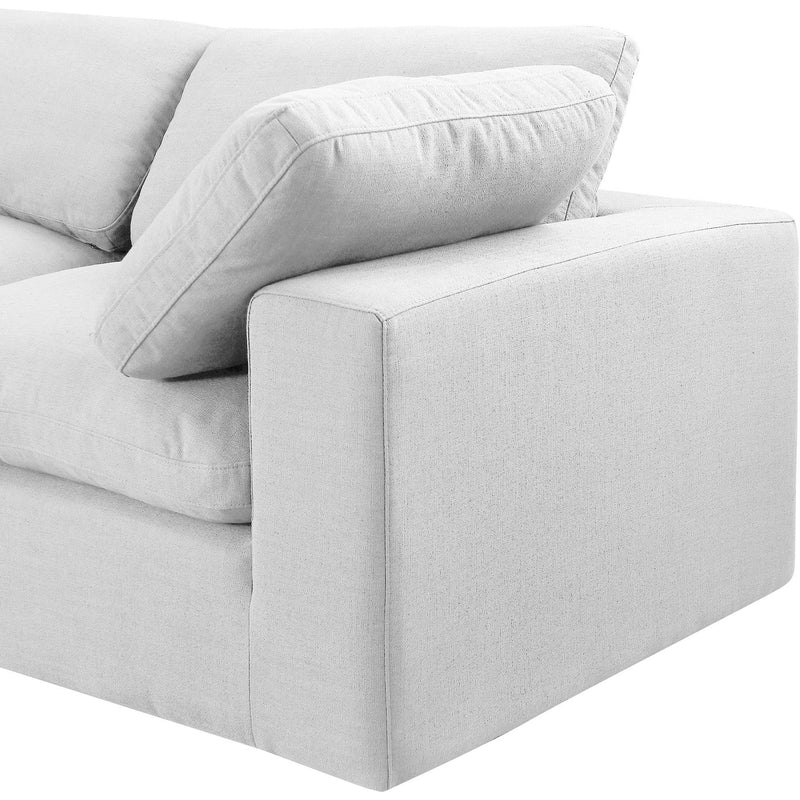 Meridian Comfy White Linen Textured Fabric Modular Sectional IMAGE 7