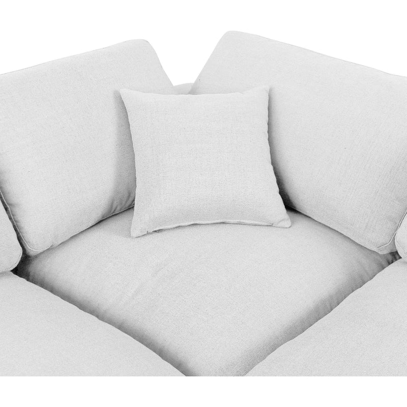 Meridian Comfy White Linen Textured Fabric Modular Sectional IMAGE 8