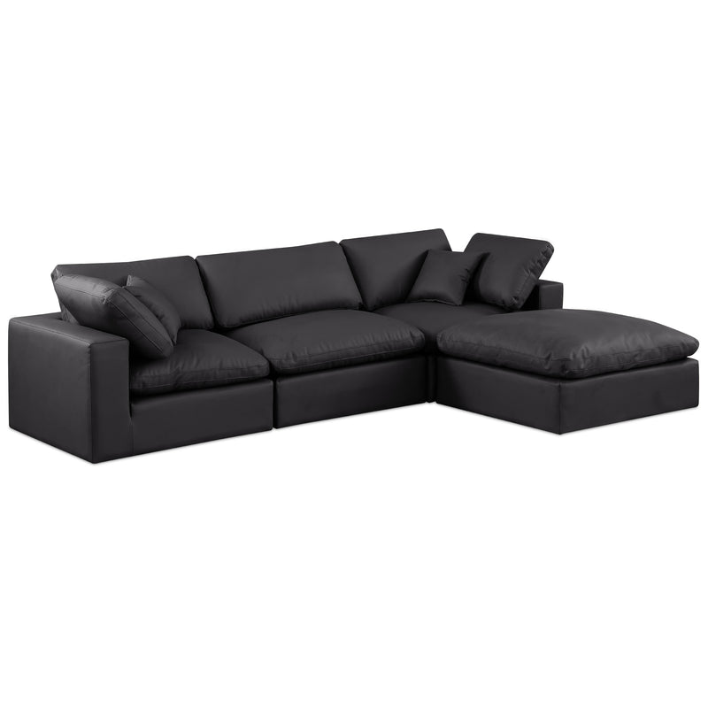 Meridian Comfy Black Vegan Leather Modular Sectional IMAGE 1