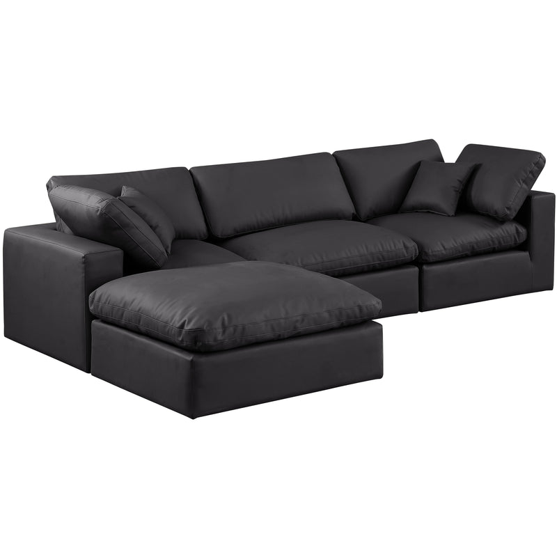 Meridian Comfy Black Vegan Leather Modular Sectional IMAGE 2