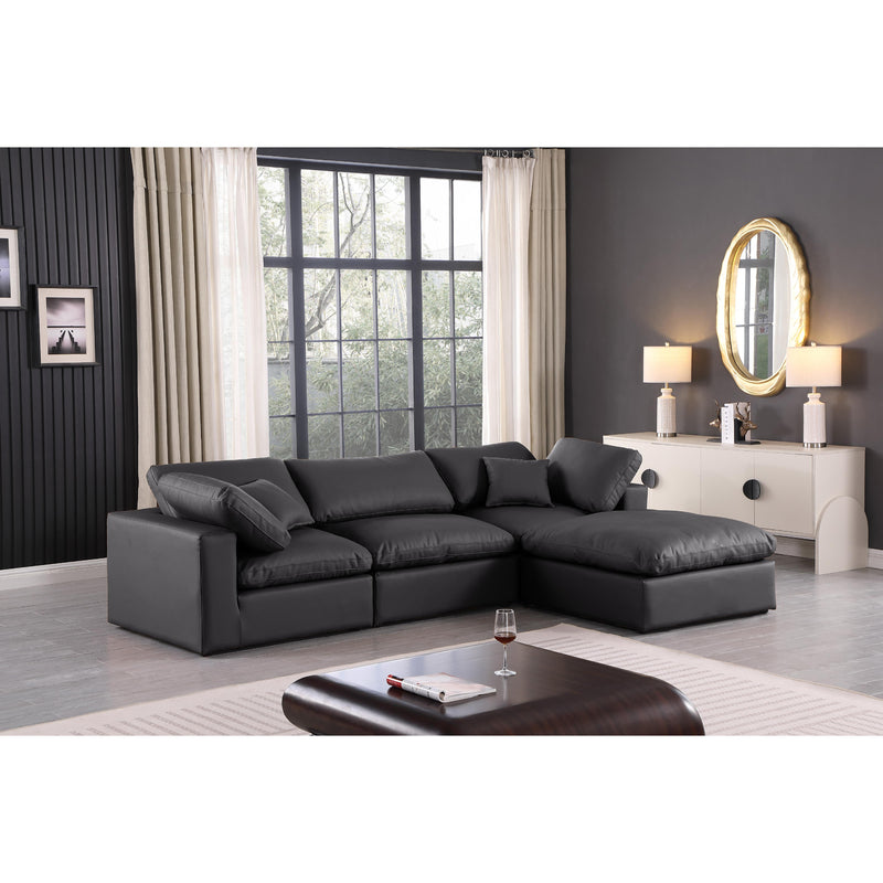 Meridian Comfy Black Vegan Leather Modular Sectional IMAGE 3