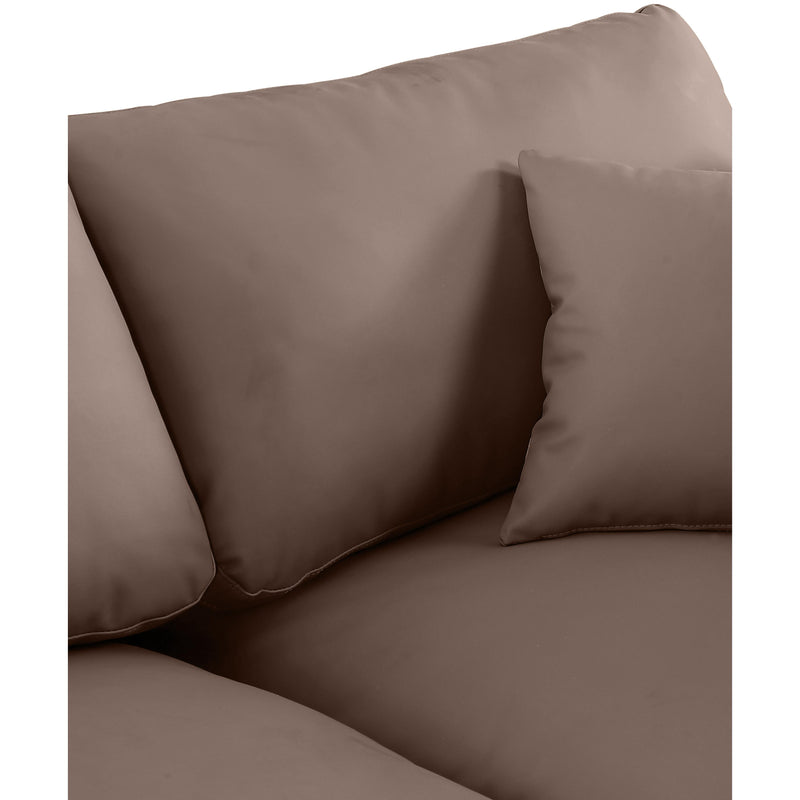 Meridian Comfy Brown Vegan Leather Modular Sofa IMAGE 7