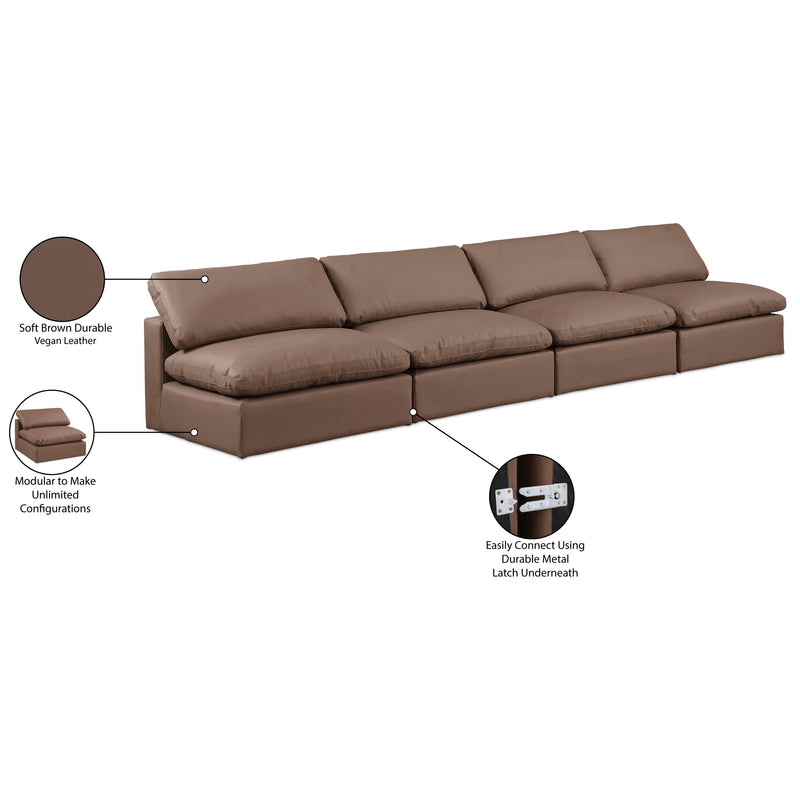 Meridian Comfy Brown Vegan Leather Modular Sofa IMAGE 10