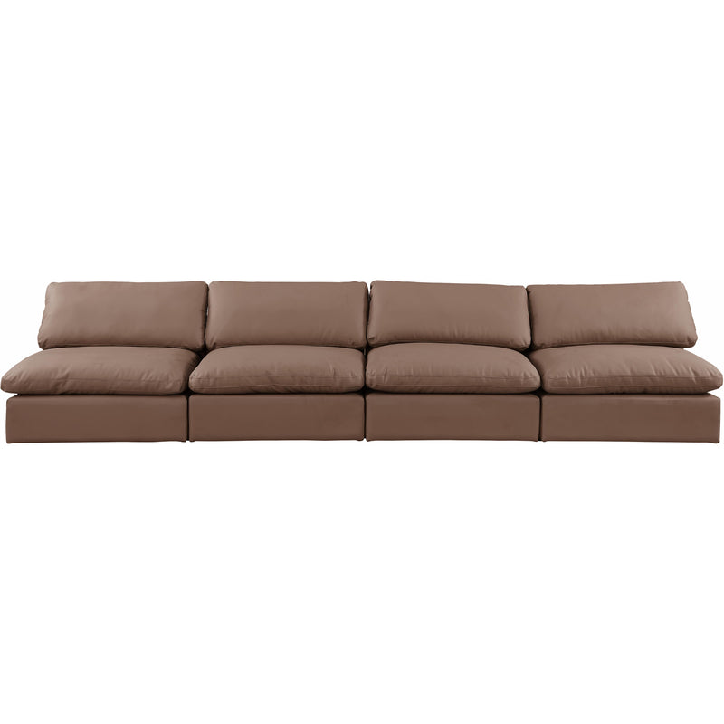 Meridian Comfy Brown Vegan Leather Modular Sofa IMAGE 4