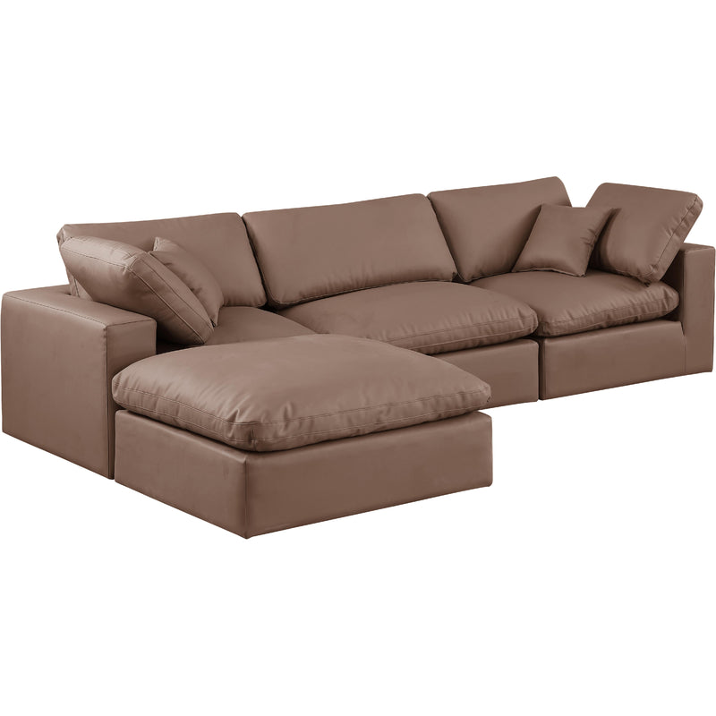 Meridian Comfy Brown Vegan Leather Modular Sectional IMAGE 2