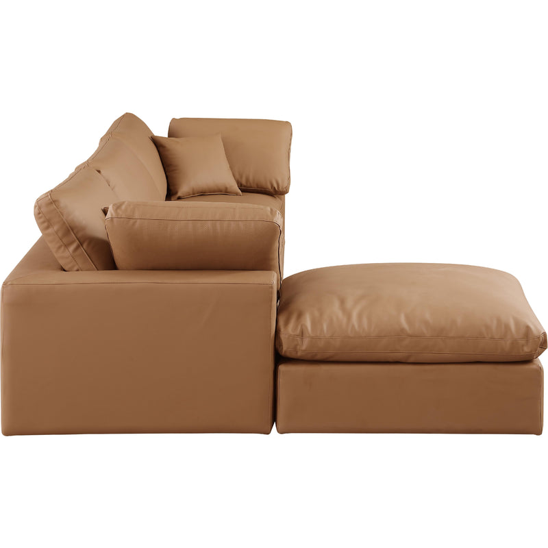 Meridian Comfy Cognac Vegan Leather Modular Sectional IMAGE 10