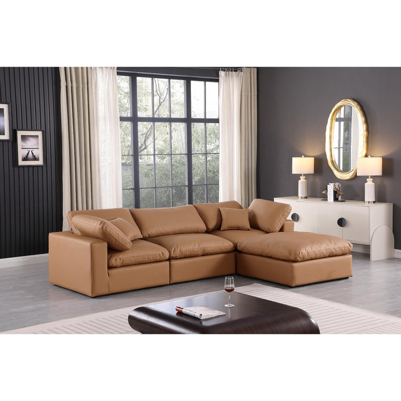 Meridian Comfy Cognac Vegan Leather Modular Sectional IMAGE 3