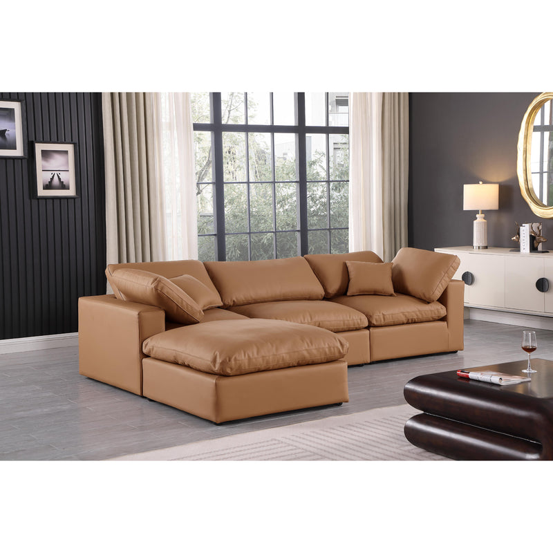 Meridian Comfy Cognac Vegan Leather Modular Sectional IMAGE 4