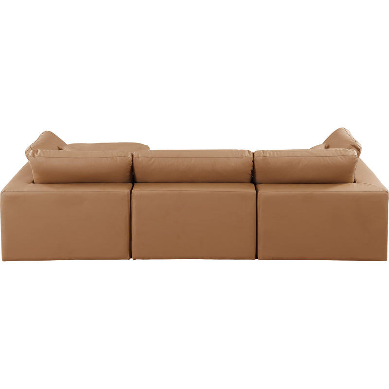 Meridian Comfy Cognac Vegan Leather Modular Sectional IMAGE 5