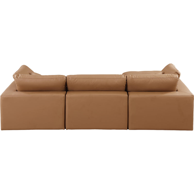 Meridian Comfy Cognac Vegan Leather Modular Sectional IMAGE 6