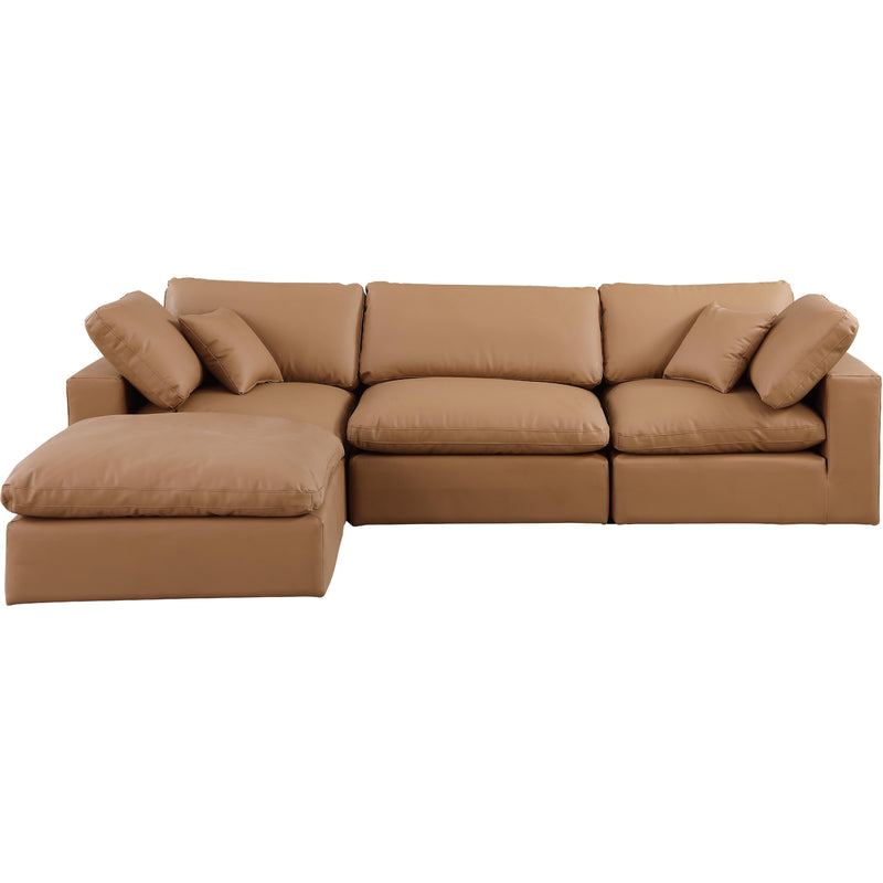 Meridian Comfy Cognac Vegan Leather Modular Sectional IMAGE 7