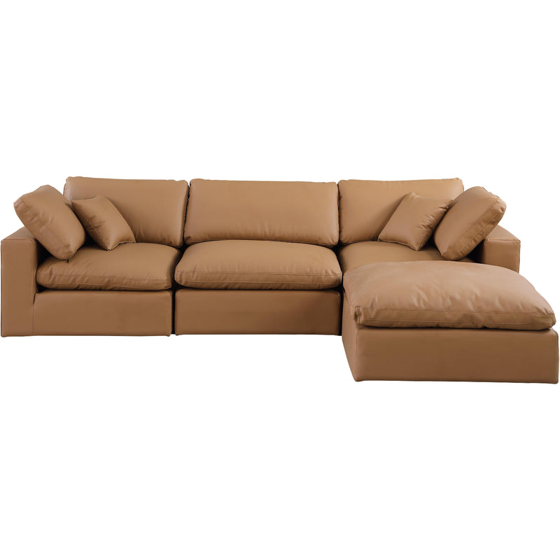 Meridian Comfy Cognac Vegan Leather Modular Sectional IMAGE 8