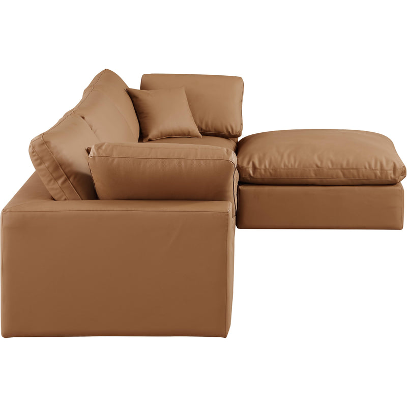 Meridian Comfy Cognac Vegan Leather Modular Sectional IMAGE 9